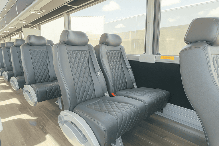 interior of Palm Beach Gardens Charter Bus charter bus