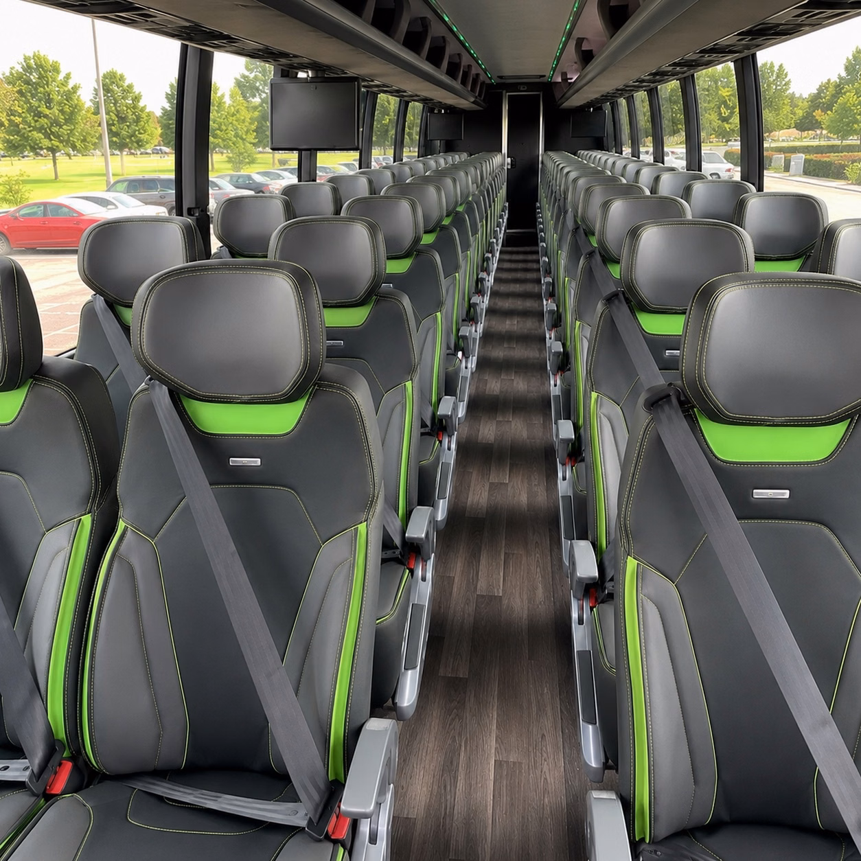 56 passenger charter bus inside